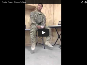 soldier sings a rihaha song